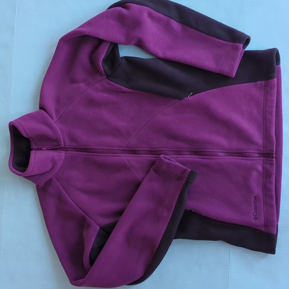 Columbia Fleece Zip Up Color Block Jacket MEDIUM Brown Mauve - Picture 8 of 16
